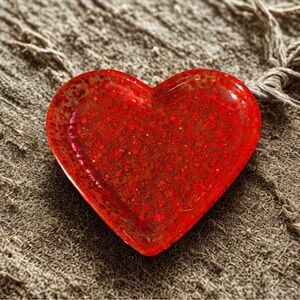 Red Heart-Shaped Decorative Piece Jewelry Holder